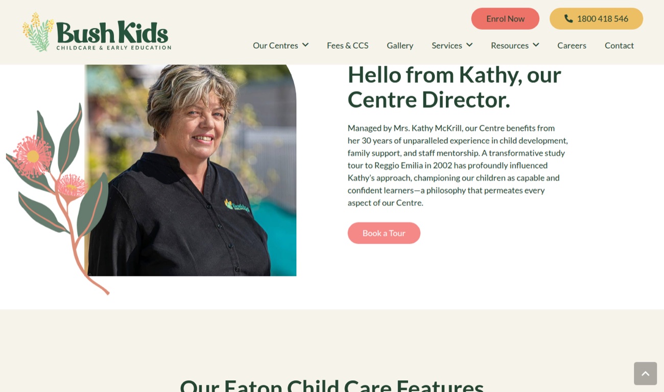 Bush Kids Eaton centre director welcome section